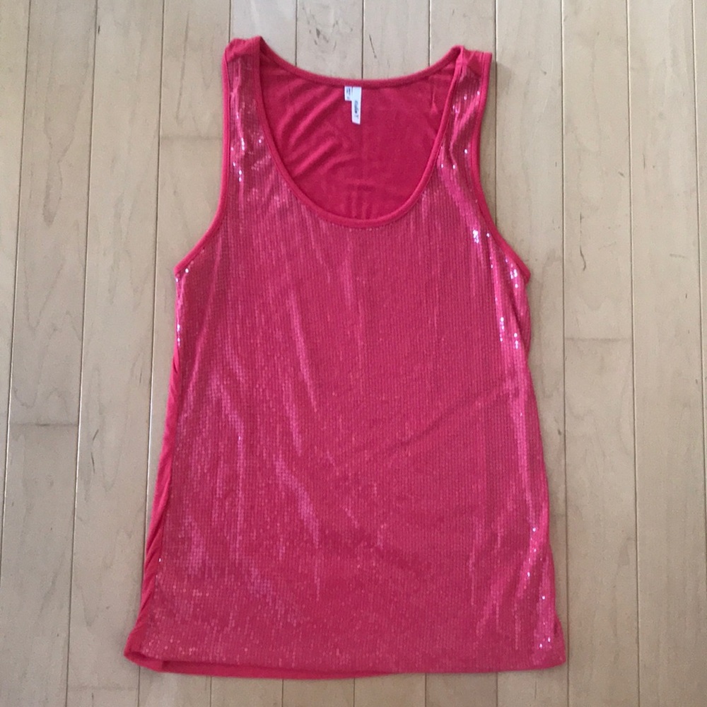 Studio Y Coral/Pink Sequin Tank Top Size Large